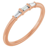 14K Gold Natural Diamond Three-Stone Stackable Ring – 1/6 CTW - Rose Gold - view 6