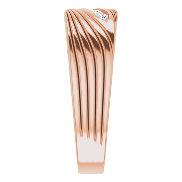 14K Gold Round Natural Diamond Grooved Accented Ring - Rose Gold - view 4