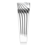Platinum Round Natural Diamond Grooved Accented Ring - view 4