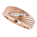 14K Gold Round Natural Diamond Grooved Accented Ring - Rose Gold - view 5