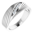Platinum Round Natural Diamond Grooved Accented Ring