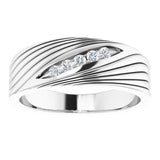 Platinum Round Natural Diamond Grooved Accented Ring - view 3