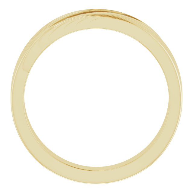 14K Gold Round Natural Diamond Grooved Accented Ring - Yellow Gold - view 2
