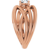 14K Gold Round Lab-Grown Diamond Solitaire Criss-Cross Ring - Rose Gold - view 4