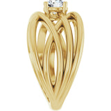 14K Gold Round Natural Diamond Solitaire Criss-Cross Ring - Yellow Gold - view 4