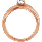 14K Gold Round Natural Diamond Solitaire Criss-Cross Ring - Rose Gold - view 2