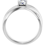 14K Gold Round Lab-Grown Diamond Solitaire Criss-Cross Ring - White Gold - view 2