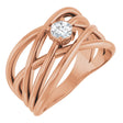 14K Gold Round Lab-Grown Diamond Solitaire Criss-Cross Ring - Rose Gold