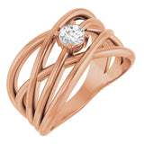 14K Gold Round Lab-Grown Diamond Solitaire Criss-Cross Ring - Rose Gold