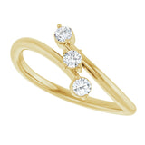 14K Gold Round Natural Diamond Three-Stone Bypass Ring – 2.5mm Stones - Yellow Gold - view 5