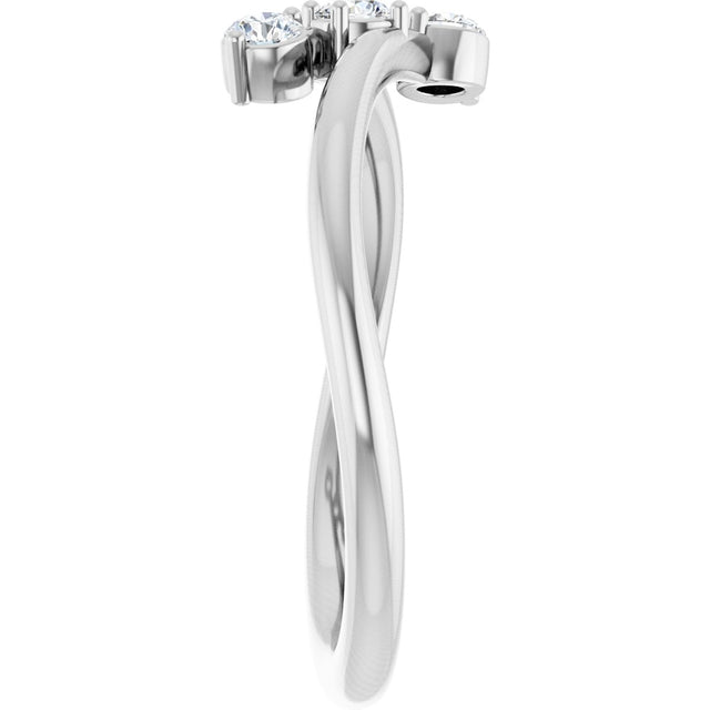 Platinum Round Natural Diamond Three-Stone Bypass Ring – 2.5mm Stones - view 4