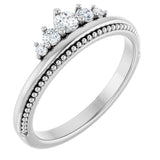 Platinum Round Natural Diamond Stackable Crown Ring