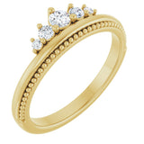 14K Gold Round Natural Diamond Stackable Crown Ring - Yellow Gold