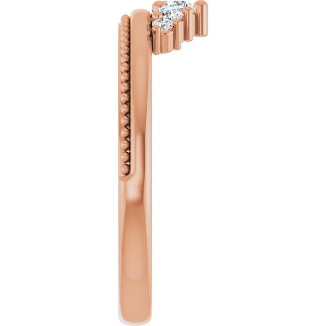 14K Gold Round Natural Diamond Stackable Crown Ring - Rose Gold - view 4