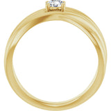 14K Gold Round Lab-Grown Diamond Solitaire Criss-Cross Ring - Yellow Gold - view 2