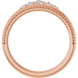 14K Gold Round Natural Diamond Stackable Crown Ring - Rose Gold - view 2