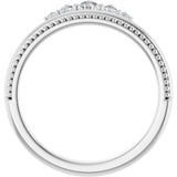 Platinum Round Natural Diamond Stackable Crown Ring - view 2