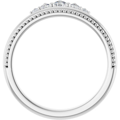 Platinum Round Natural Diamond Stackable Crown Ring - view 2