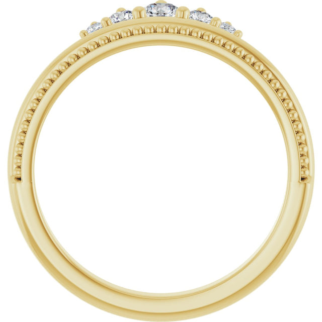 14K Gold Round Natural Diamond Stackable Crown Ring - Yellow Gold - view 2
