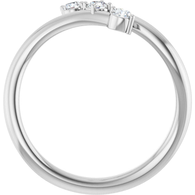 Platinum Round Natural Diamond Three-Stone Bypass Ring – 2.5mm Stones - view 2