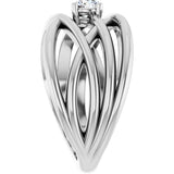 14K Gold Round Natural Diamond Solitaire Criss-Cross Ring - White Gold - view 4