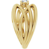 14K Gold Round Natural Diamond Solitaire Criss-Cross Ring - Yellow Gold - view 4