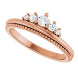 14K Gold Round Natural Diamond Stackable Crown Ring - Rose Gold - view 5