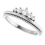 Platinum Round Natural Diamond Stackable Crown Ring - view 5