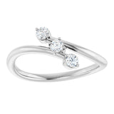 14K Gold Round Natural Diamond Three-Stone Bypass Ring – 2.5mm Stones - White Gold - view 3