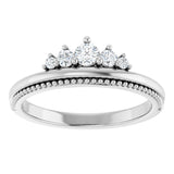 Platinum Round Natural Diamond Stackable Crown Ring - view 3