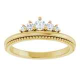 14K Gold Round Natural Diamond Stackable Crown Ring - Yellow Gold - view 3