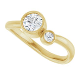 14K Gold Round Natural White Sapphire Accented Bezel-Set Ring - Yellow Gold - view 5