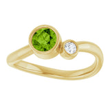 14K Gold Round Natural Peridot Accented Bezel-Set Ring - Yellow Gold - view 3