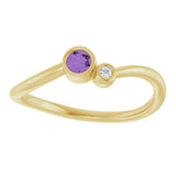 14K Gold Round Natural Amethyst Accented Bezel-Set Ring - Yellow Gold - view 3