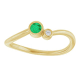 14K Gold Round Natural Emerald Accented Bezel-Set Ring - Yellow Gold - view 3