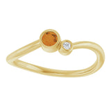14K Gold Round Natural Citrine Accented Bezel-Set Ring - Yellow Gold - view 3