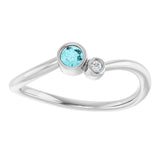 14K Gold Round Natural Blue Zircon Accented Bezel-Set Ring - White Gold - view 3