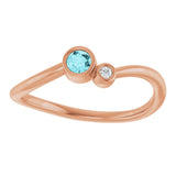 14K Gold Round Natural Blue Zircon Accented Bezel-Set Ring - Rose Gold - view 3
