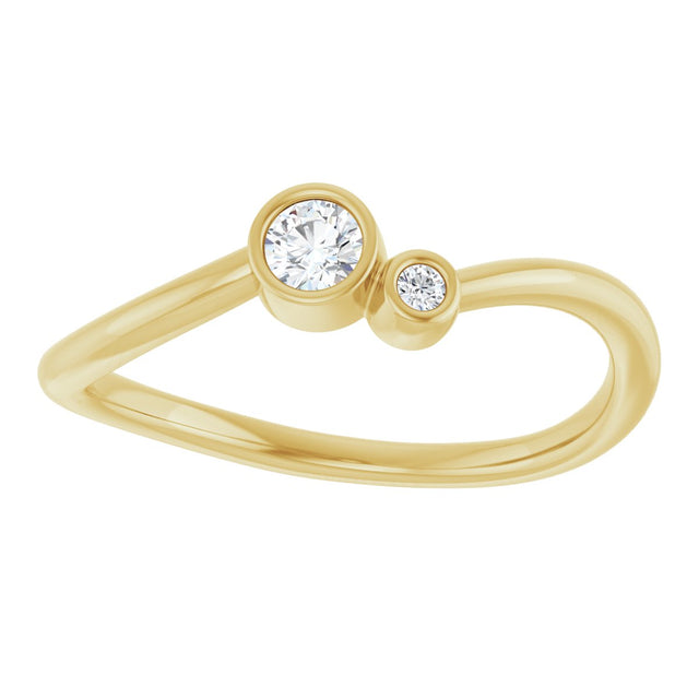 14K Gold Round Natural Diamond Accented Bezel-Set Ring - Yellow Gold - view 3