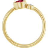14K Gold Round Natural Ruby Accented Bezel-Set Ring - Yellow Gold - view 2