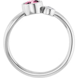 14K Gold Round Natural Pink Tourmaline Accented Bezel-Set Ring - White Gold - view 2