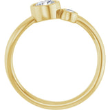 14K Gold Round Natural White Sapphire Accented Bezel-Set Ring - Yellow Gold - view 2