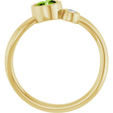 14K Gold Round Natural Peridot Accented Bezel-Set Ring - Yellow Gold - view 2