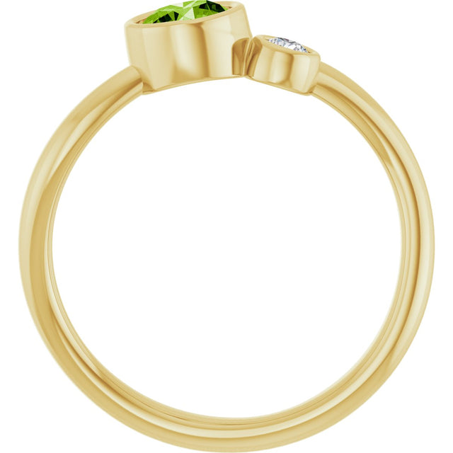 14K Gold Round Natural Peridot Accented Bezel-Set Ring - Yellow Gold - view 2