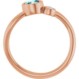 14K Gold Round Natural Blue Zircon Accented Bezel-Set Ring - Rose Gold - view 2