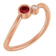 14K Gold Round Natural Ruby Accented Bezel-Set Ring - Rose Gold