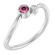 Platinum Round Natural Pink Tourmaline Accented Bezel-Set Ring