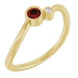 14K Gold Round Natural Mozambique Garnet Accented Bezel-Set Ring - Yellow Gold