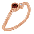 14K Gold Round Natural Mozambique Garnet Accented Bezel-Set Ring - Rose Gold