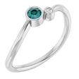 Platinum Round Lab-Grown Alexandrite Accented Bezel-Set Ring